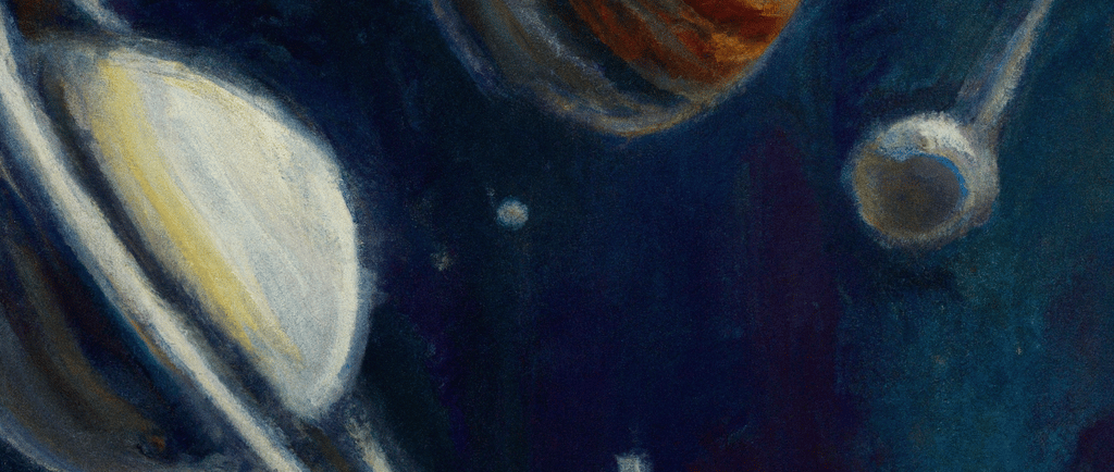 a painting of a painting of a planet with planets