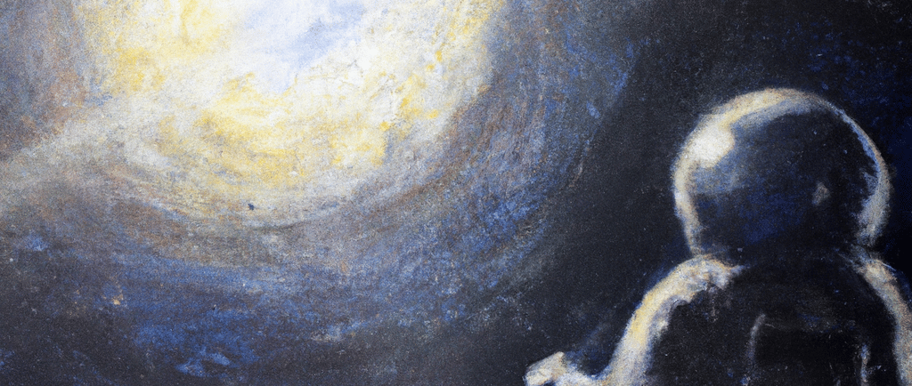 a painting of a man in a space suit