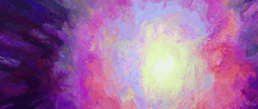 a painting of a bright purple and pink sunflower