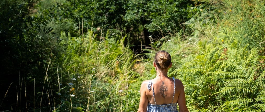Retreat Host walking to Yoga Shala