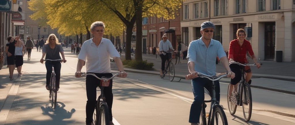 A vibrant street scene in Égletons during the 2026 municipal campaign, with colorful banners and engaged citizens.