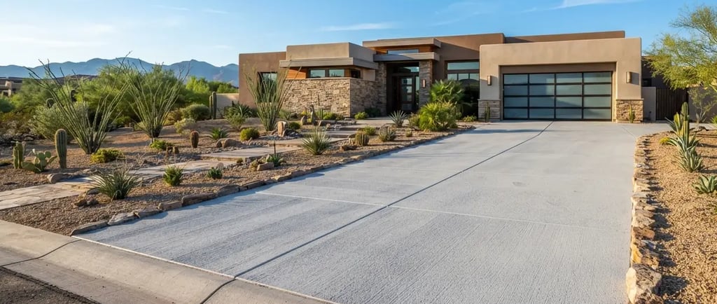 new concrete driveway installation in Queen Creek AZ residential home