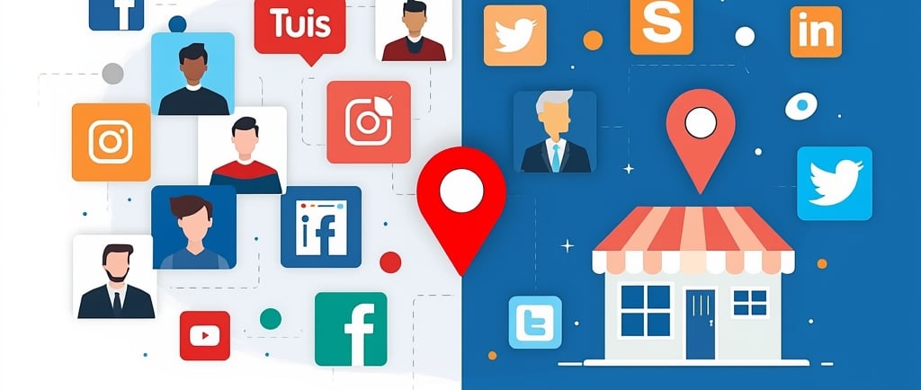 uma pessoa em pé em frente a um prédio com ícones sociais