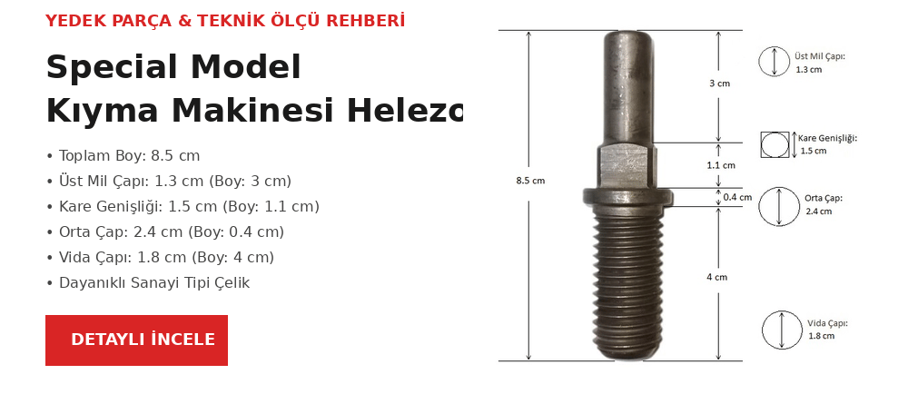 Kıyma makinesi helezon pimi