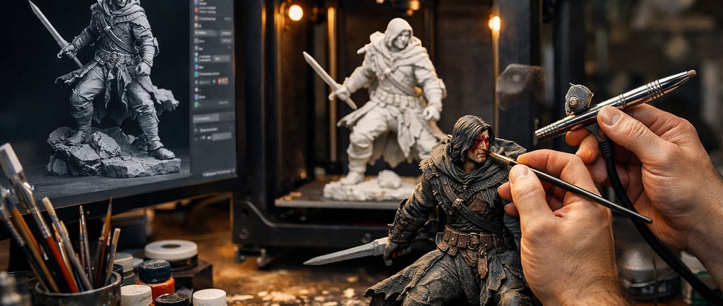 El yapımı 3D figür üretim süreci, tasarımdan 3D baskıya ve el boyamasına kadar