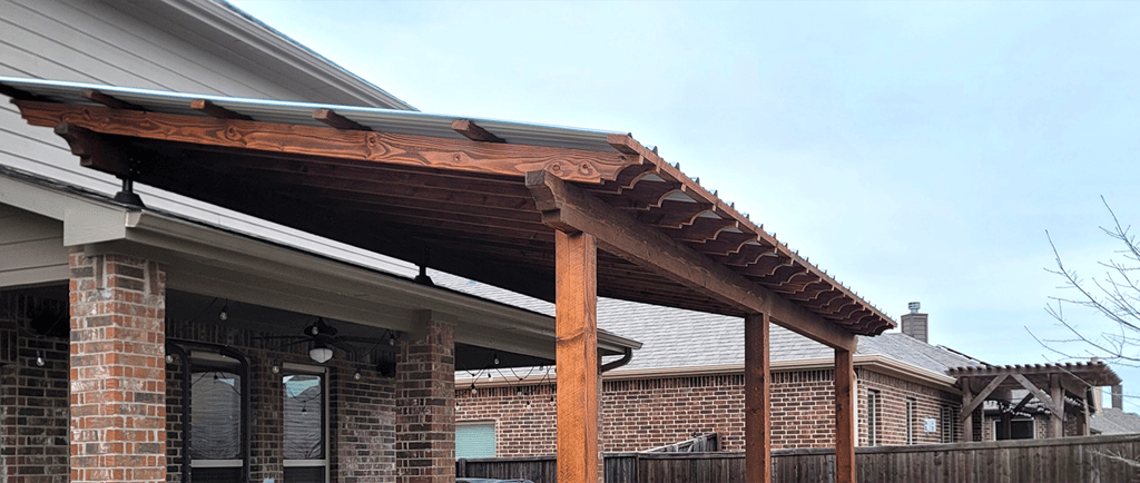 Pergolas attached Brick House
