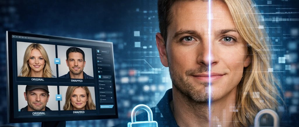 custom AI face swap sevices on a computer screen
