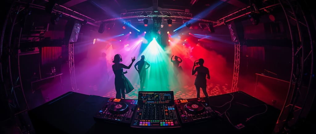 um DJ girando em uma cabine de DJ