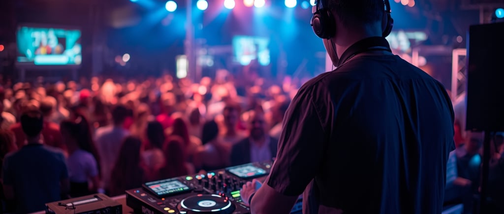 um DJ tocando em uma boate