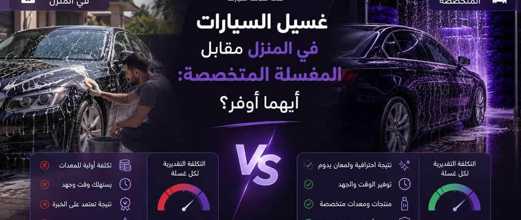 غسيل السيارات في المنزل مقابل المغسلة المتخصصة: أيهما أوفر؟