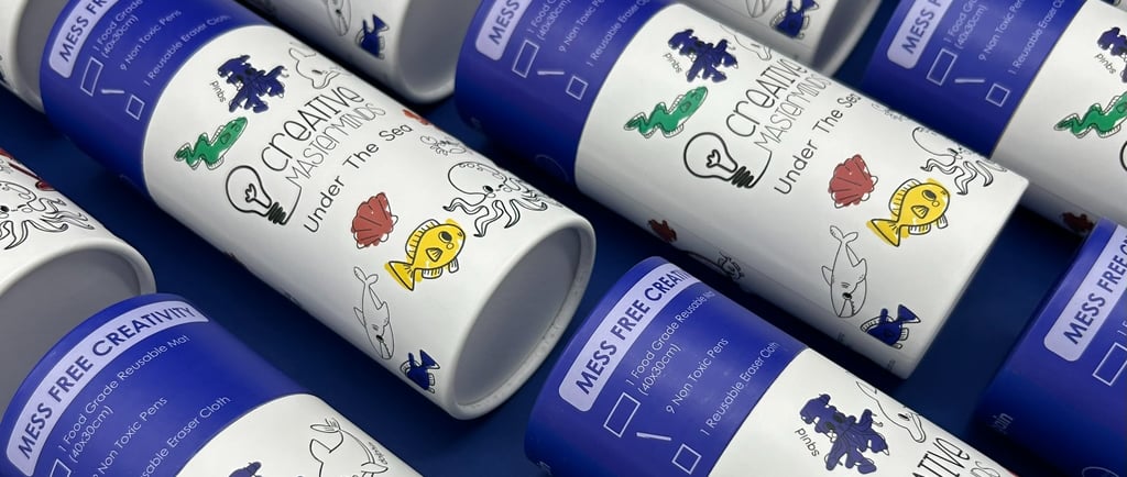 Child colouring on Scribbly Kids Birthday Celebration reusable drawing mat for early learning