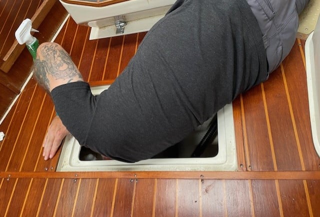 headfirst in the bilge