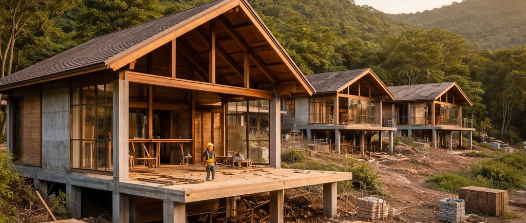 Implantação estratégica de unidades habitacionais de luxo em terreno declivoso na Chapada dos Guimar