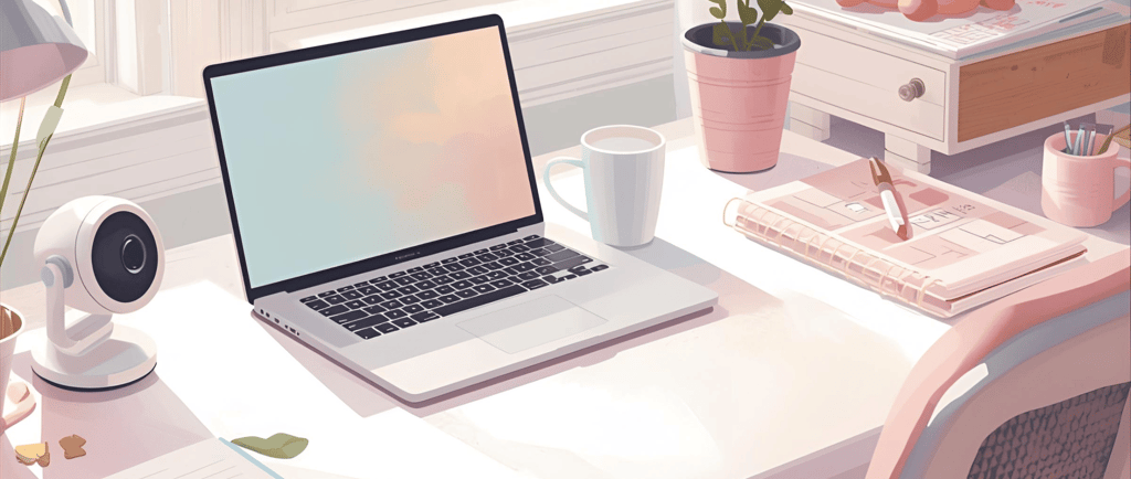 a laptop computer sitting on a desk with a laptop