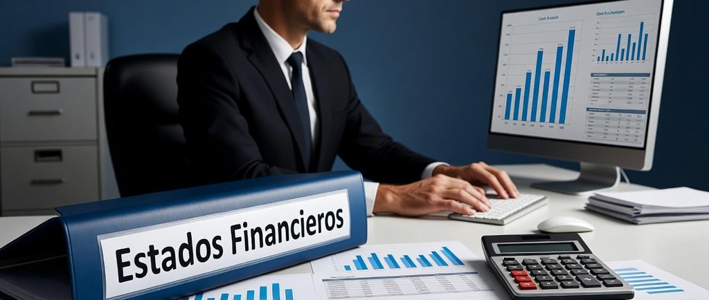 persona revisando los estados financieros haciendo cálculos