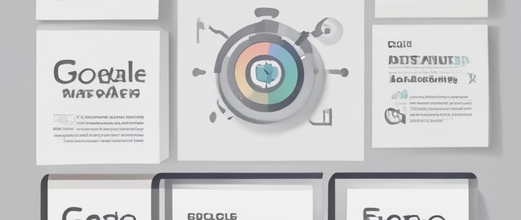 a white google logo on a blue background