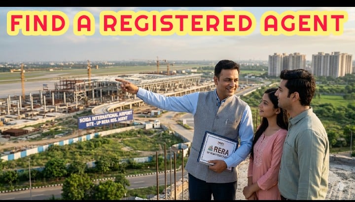 how to find rera registered agents for jewar airport property