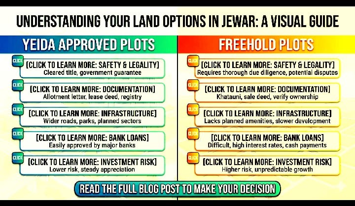 difference between yeida approved and freehold plots in jewar