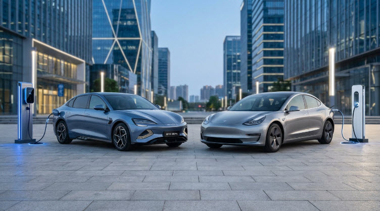 BYD vs Tesla side by side comparison