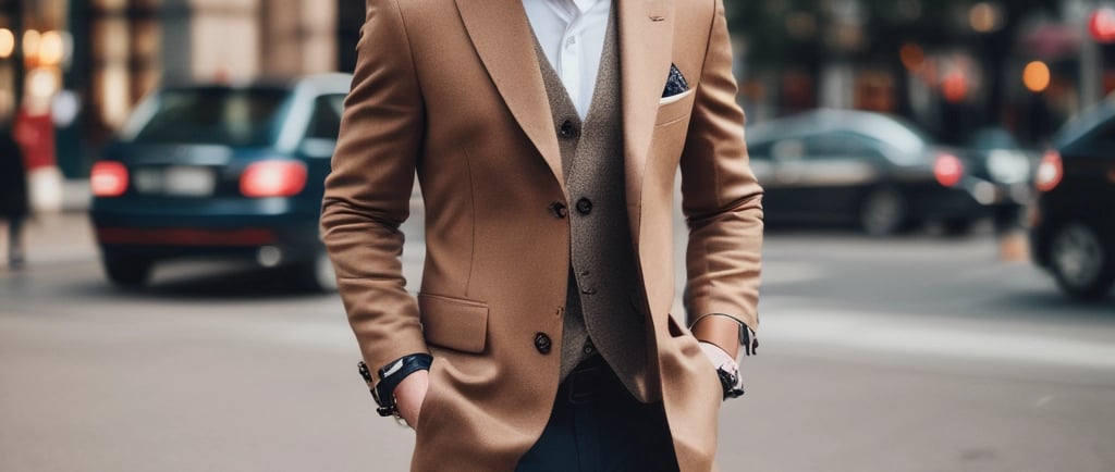 A confident man standing tall in a casual outfit from The Minister of Manhood collection, with a serene urban background.