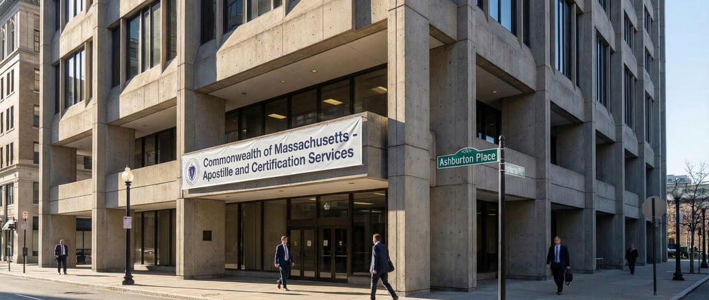 One Ashburton Place state building for apostille services in Boston.