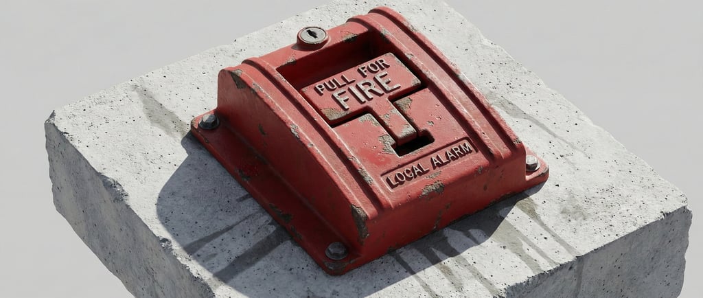 a red fire hydrant sitting on top of a cement block