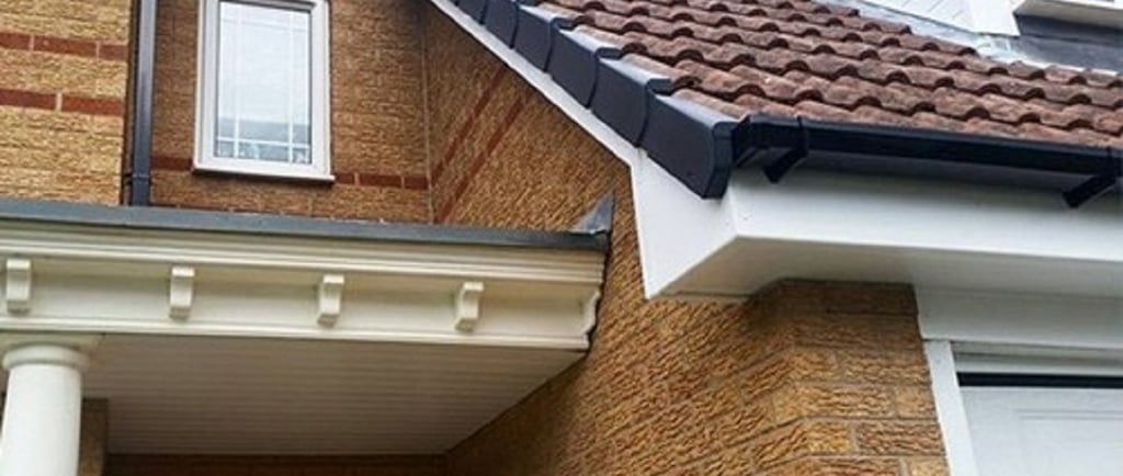 Roofing Services Yorkshire. Fascias, soffits and guttering on the front of a house