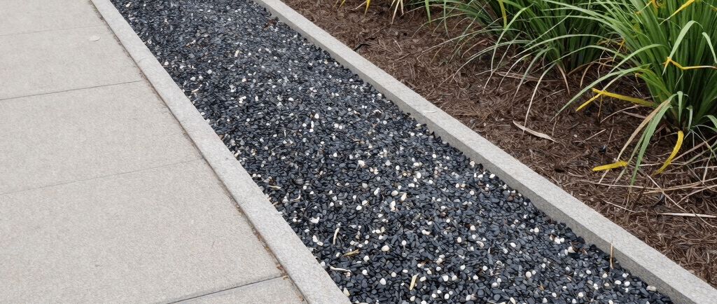 French drains, gravel trenches, permeable paths, rain‑friendly planting.