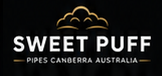 Sweet Puff Pipes logo for Canberra Australia featuring a gold cloud icon on a black background.