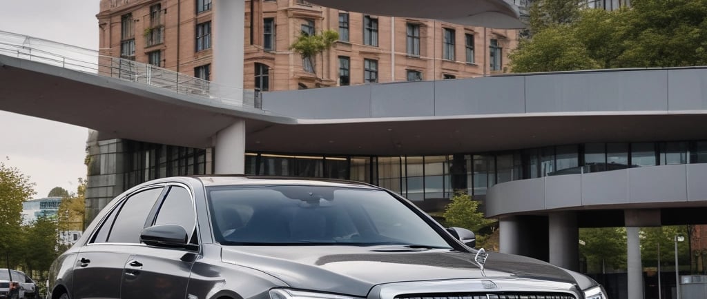 a car parked in front of a building for YYZ airport ride