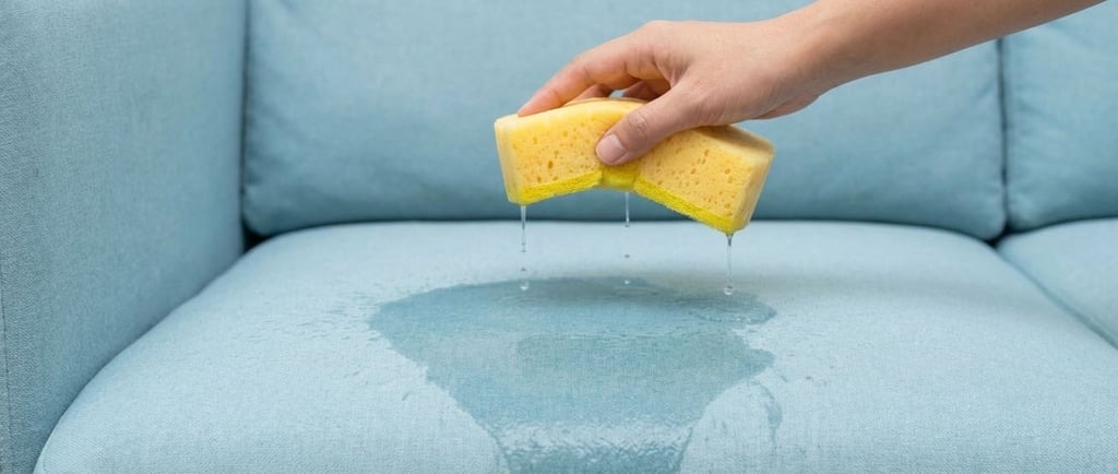 Kanapa ukazująca jakich błędów nie popełniać przy czyszczeniu mebli tapicerowanych