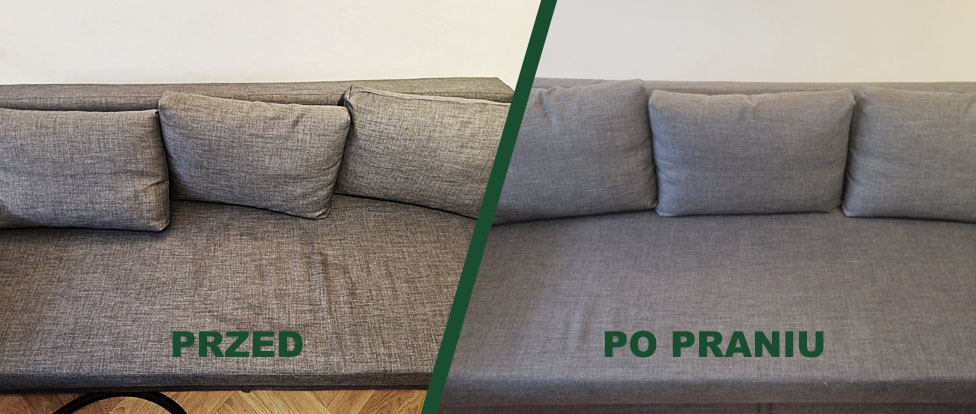 kanapa zasikana przez kotka przed i po praniu
