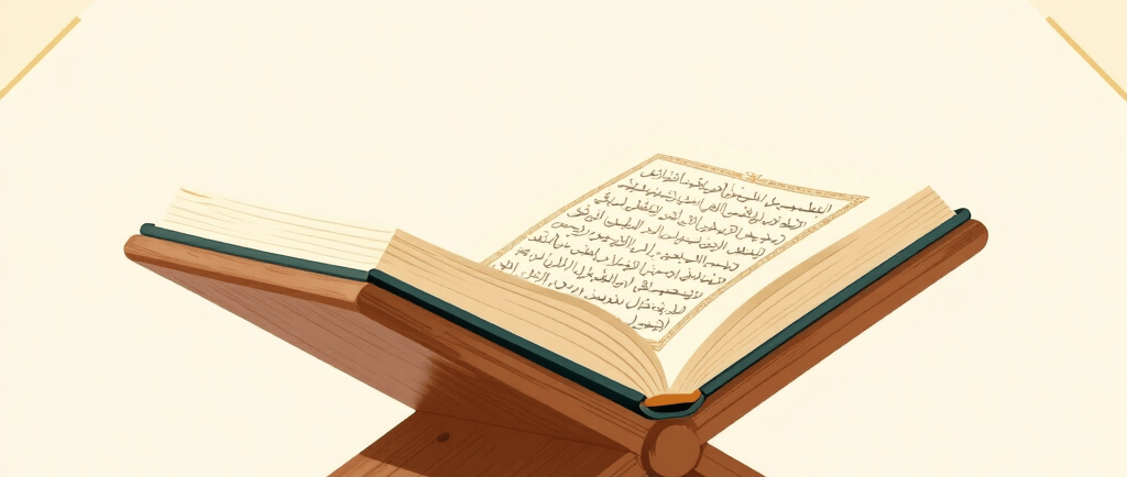 A serene notebook open beside a delicate sprig of jasmine on a soft off-white surface, with Arabic calligraphy softly blurred in the background.