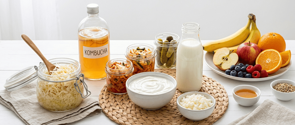 Alimentos probióticos e fermentados para saúde intestinal e mental