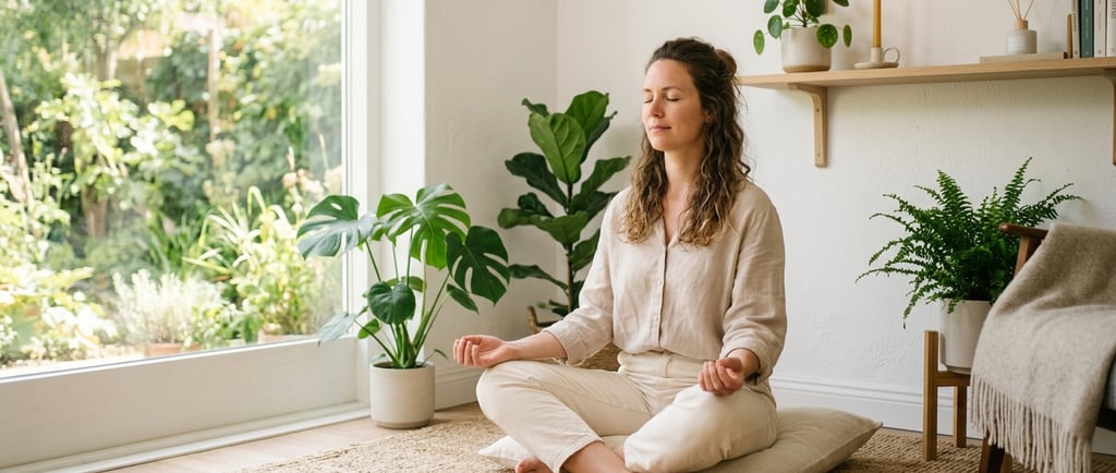 Pessoa em momento de pausa e respiração consciente para reduzir o estresse