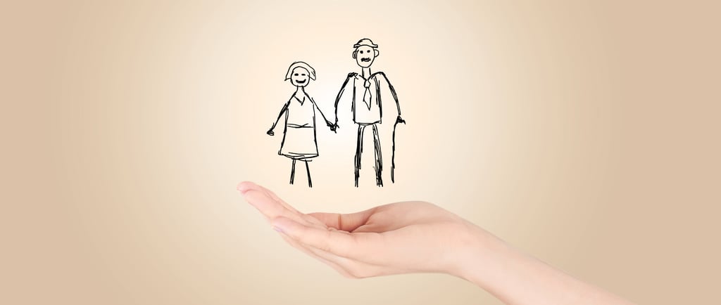 Dibujo de unos abuelitos tomados de la mano