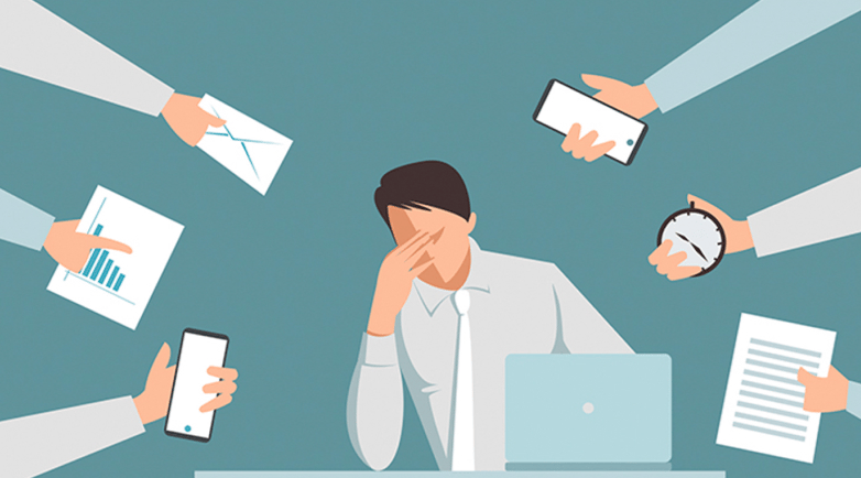 Avatar of professional with head in hands