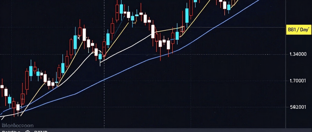 A sleek laptop displaying Binance's trading platform with colorful candlestick charts illuminating the screen in a modern office setting.
