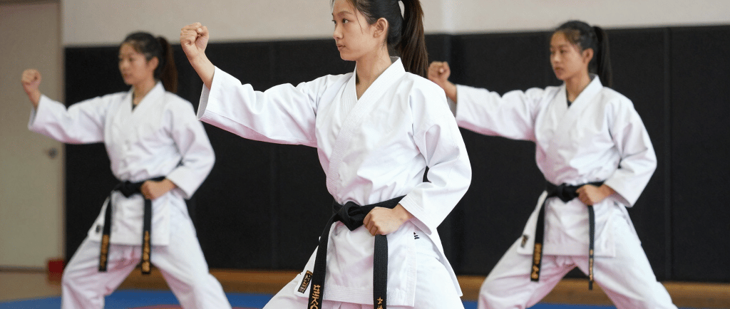 Mulheres treinando karatê