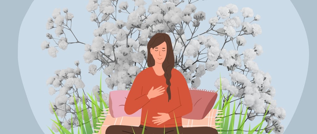 mulher em exercício de respiração