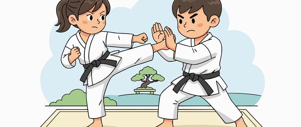 Imagem de dois karatecas treinando