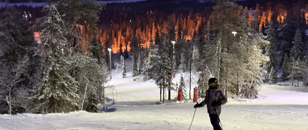 Night skiing ruka finland with kids