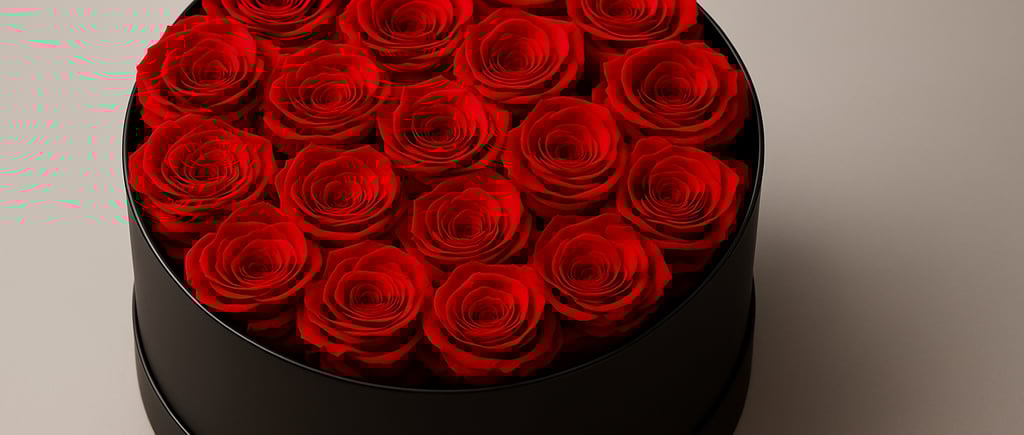 Preserved rose in bucket