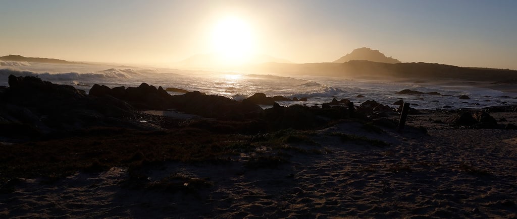 A walk on a sunset beach