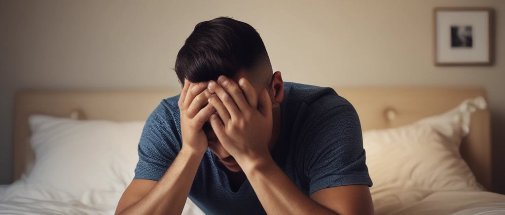 a man with his head in his hands feeling frustrated