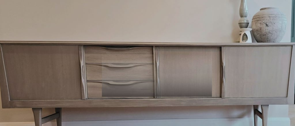 Mid century sideboard refinished with Fusion Mineral paint and a dark wax