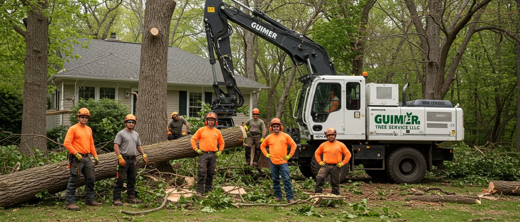 ISA-certified arborist inspecting a mature oak tree in Northern Virginia backyard