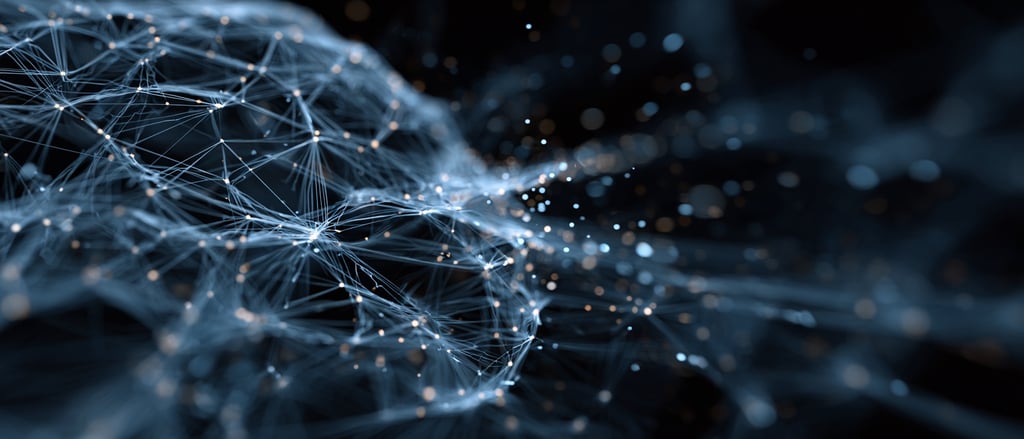Neural network firing synapses representing AI productivity