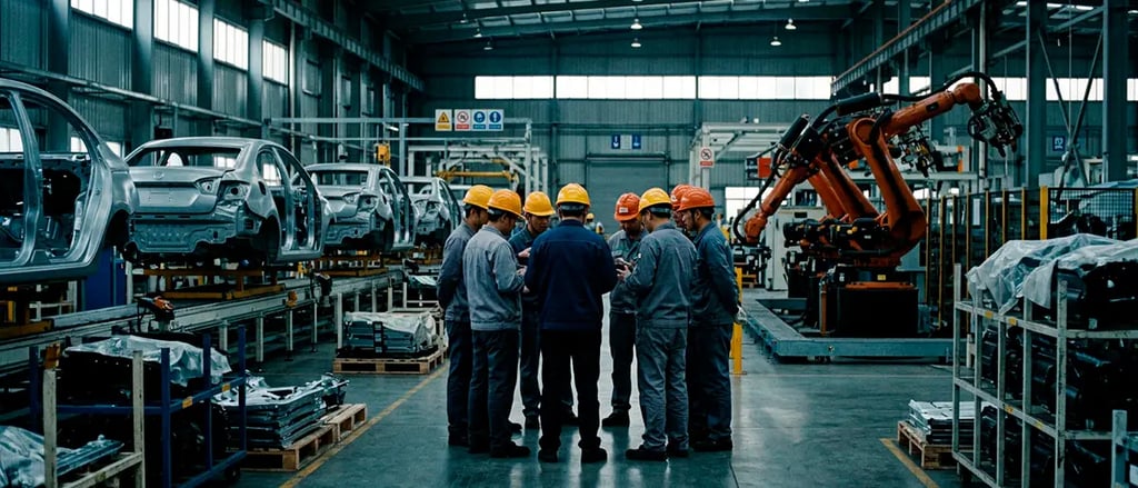 Huelga industrial por automatización y robots en planta automotriz global