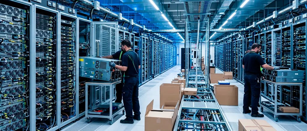 Centro de datos ampliado por inversión en IA y dudas de rentabilidad empresarial futura